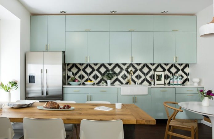 mint kitchen in the style of minimalism