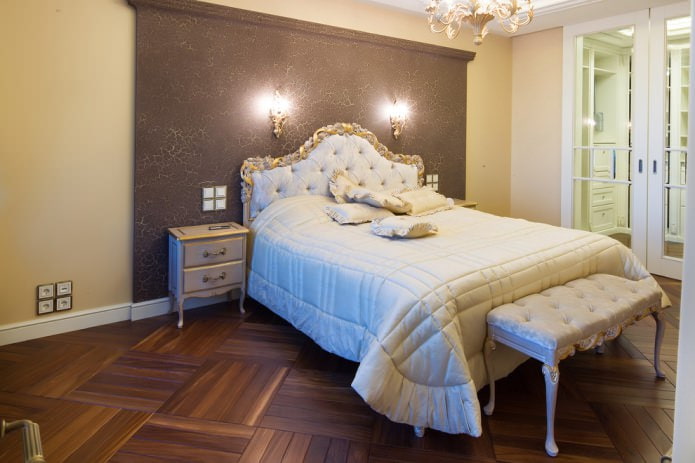 accent wall of the bedroom is made using cracked paint technique accent wall of the bedroom is made using cracked paint technique