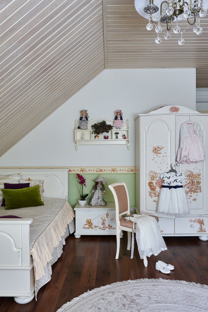 Attic nursery in a classic style Attic nursery in a classic style