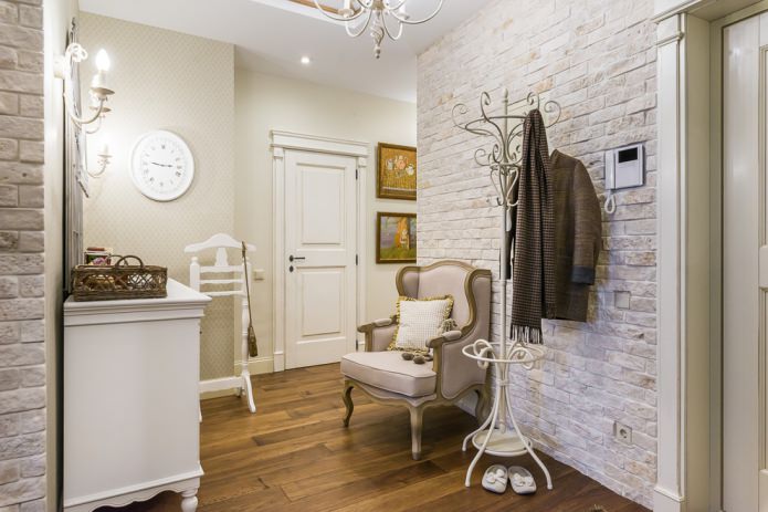 Stone and wallpaper in the hallway Stone and wallpaper in the hallway