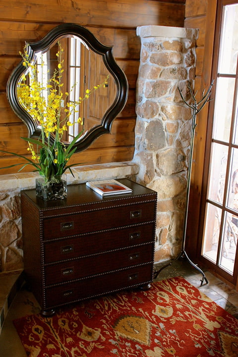 Part of the wall finished with stone