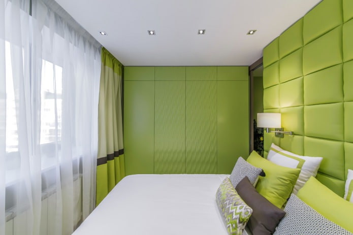 Modern bedroom in light green tones Modern bedroom in light green tones