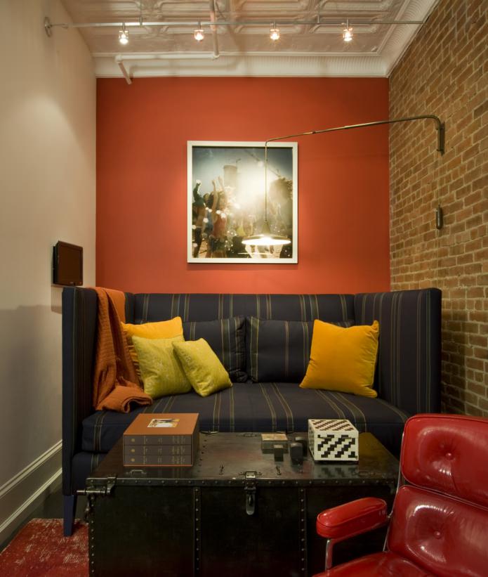 loft interior with brick wall
