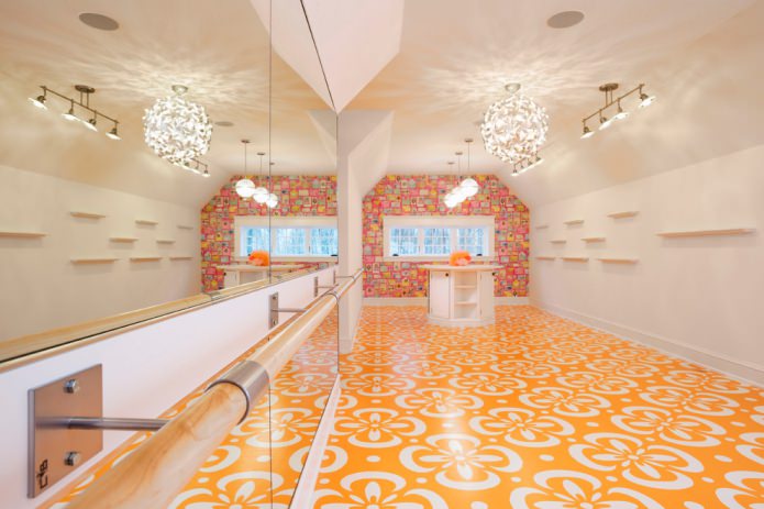 orange patterned floor