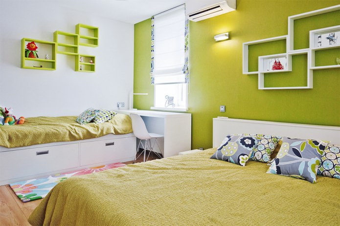 modern nursery in bright pistachio color modern nursery in bright pistachio color