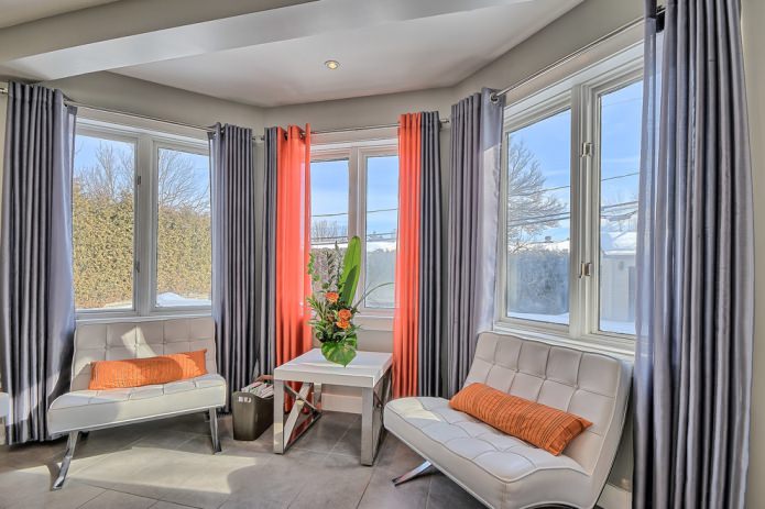 Gray-orange curtains Gray-orange curtains