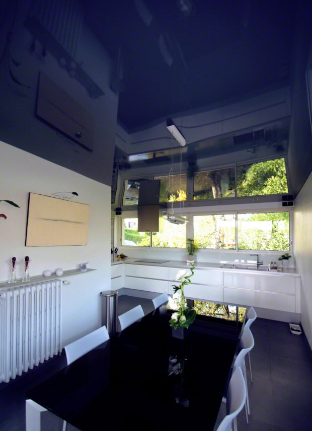 blue stretch ceiling in the kitchen blue stretch ceiling in the kitchen