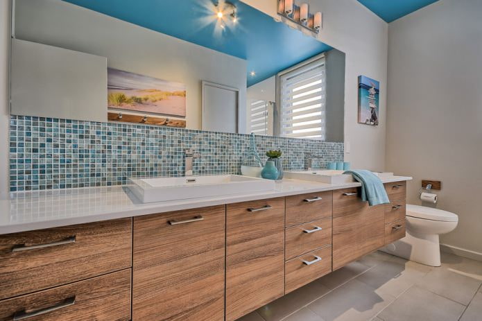 bathroom with blue ceiling bathroom with blue ceiling