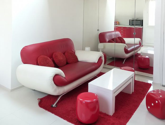 Red and white sofa Red and white sofa