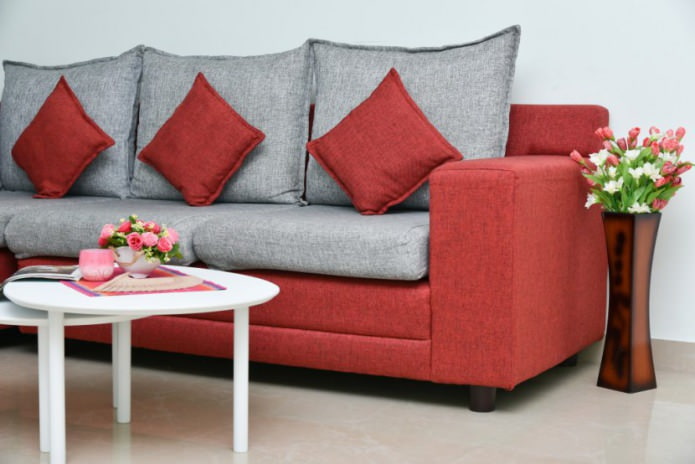 Gray-red sofa Gray-red sofa