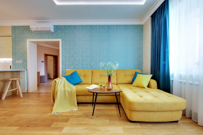 yellow corner sofa in the interior yellow corner sofa in the interior