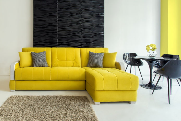 yellow sofa with ottoman in the interior yellow sofa with ottoman in the interior