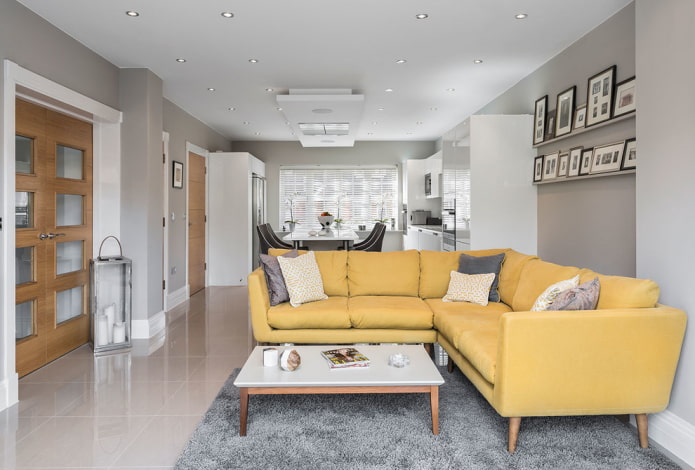 yellow corner sofa in the interior yellow corner sofa in the interior