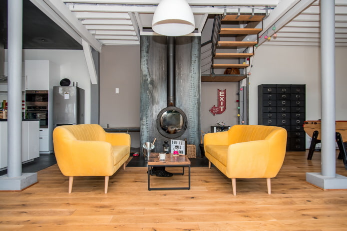 yellow sofas in loft style yellow sofas in loft style