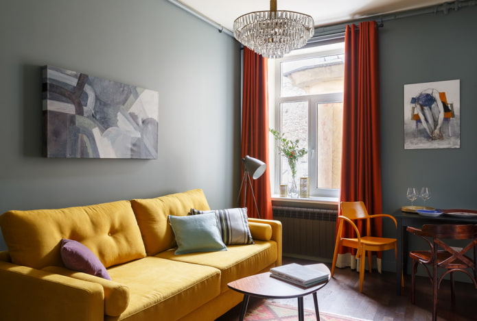 yellow sofa in the living room yellow sofa in the living room
