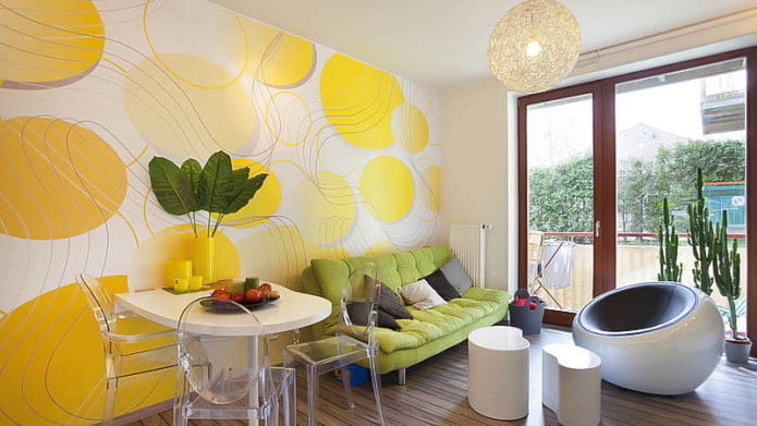 photomural with yellow circles photomural with yellow circles