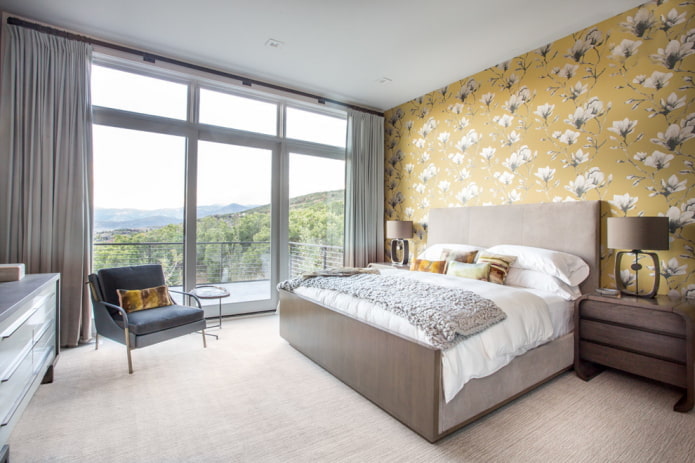 gray curtains yellow wallpaper gray curtains yellow wallpaper