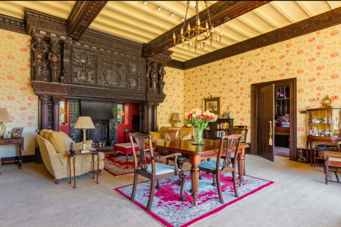 Yellow-red wallpaper in the living room Yellow-red wallpaper in the living room