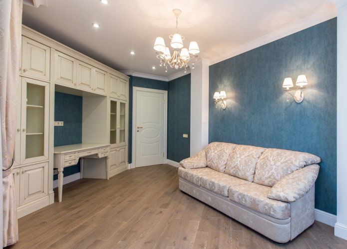 Blue and beige living room