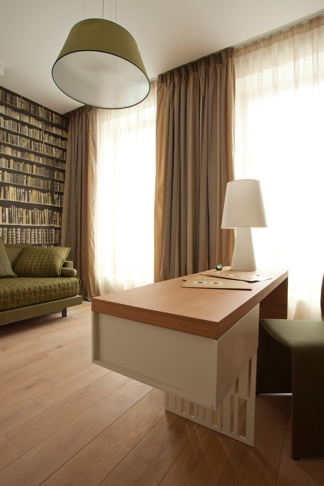 Decorating with space-expanding wall murals featuring bookshelves