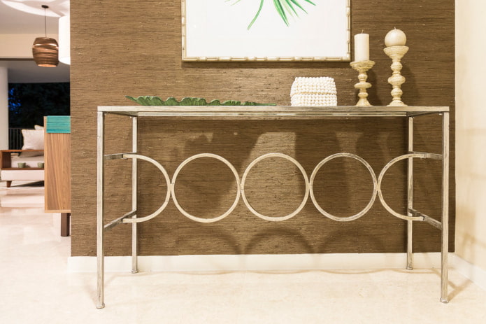 brown bamboo wallpaper in the hallway