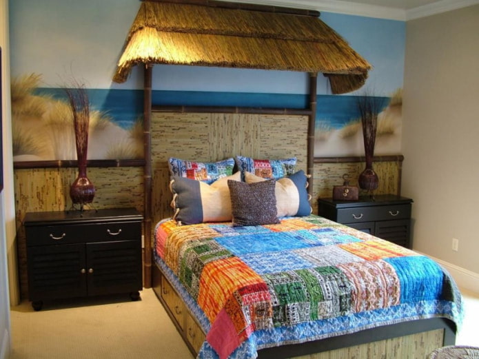 nursery design with bamboo wallpaper