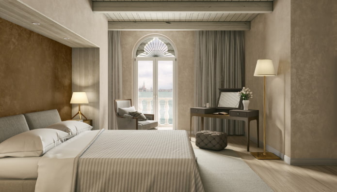 bedroom with beige wallpaper bedroom with beige wallpaper