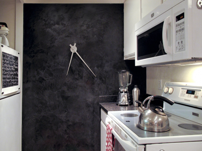 black wallpaper in the kitchen