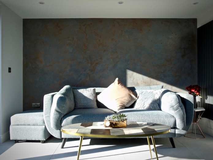 wallpaper under the stone in the living room