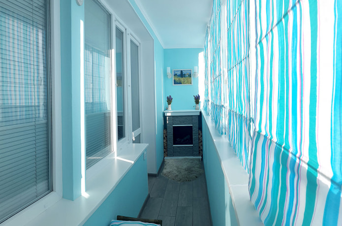 blue wallpaper on the balcony blue wallpaper on the balcony