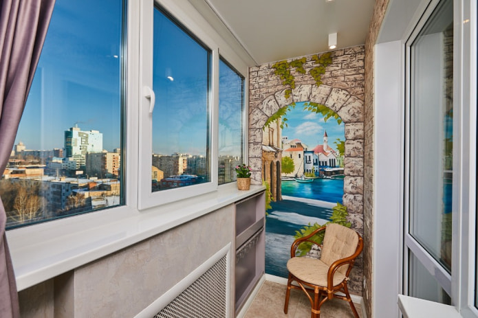 loggia finished with photo wallpaper loggia finished with photo wallpaper