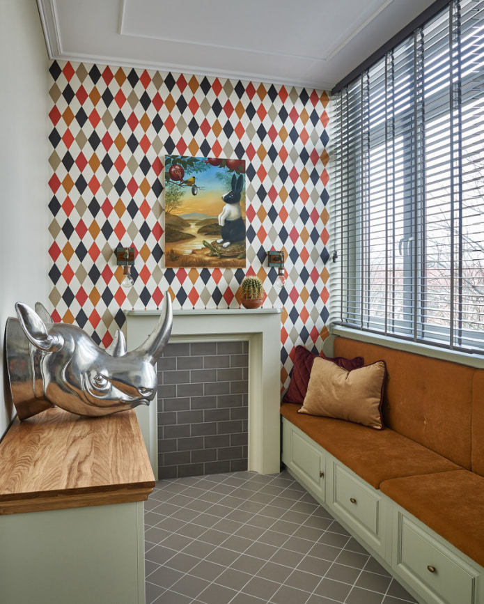 wallpaper with rhombuses on the loggia wallpaper with rhombuses on the loggia