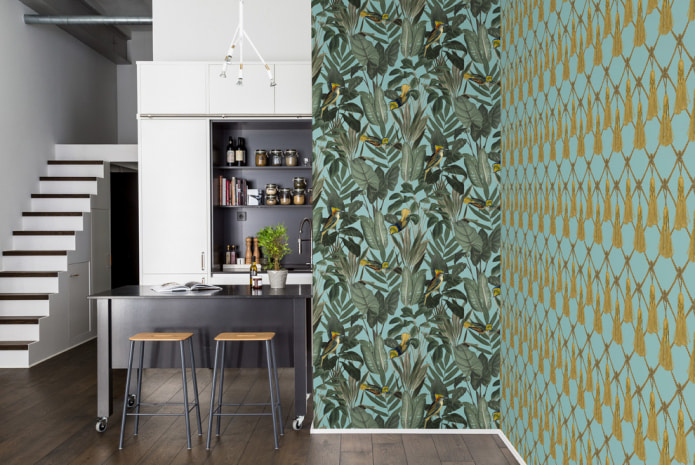 kitchen with combined wallpaper kitchen with combined wallpaper