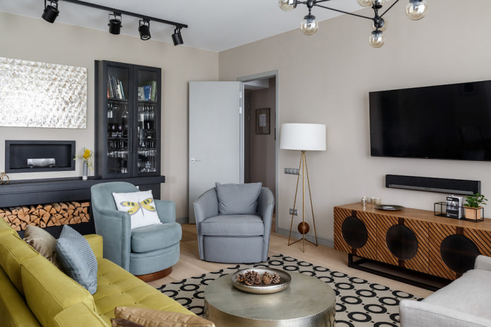 Smooth fiberglass wallpaper in the living room Smooth fiberglass wallpaper in the living room