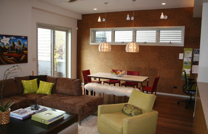 cork wallpaper on the wall