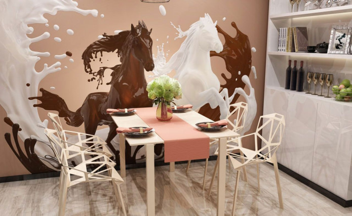 Stereoscopic wallpaper in the kitchen