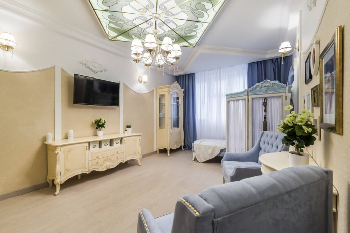 Beige wallpaper in the living room Beige wallpaper in the living room