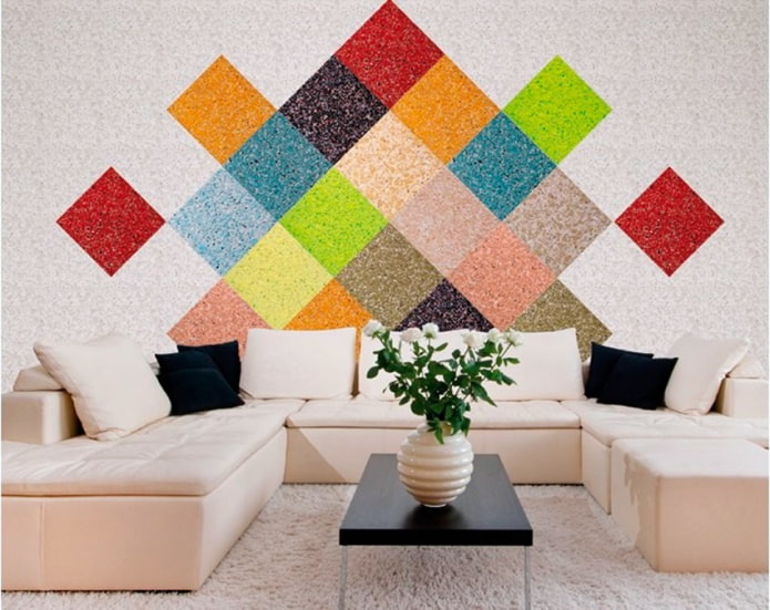 system of multi-colored rhombuses made of liquid wallpaper system of multi-colored rhombuses made of liquid wallpaper