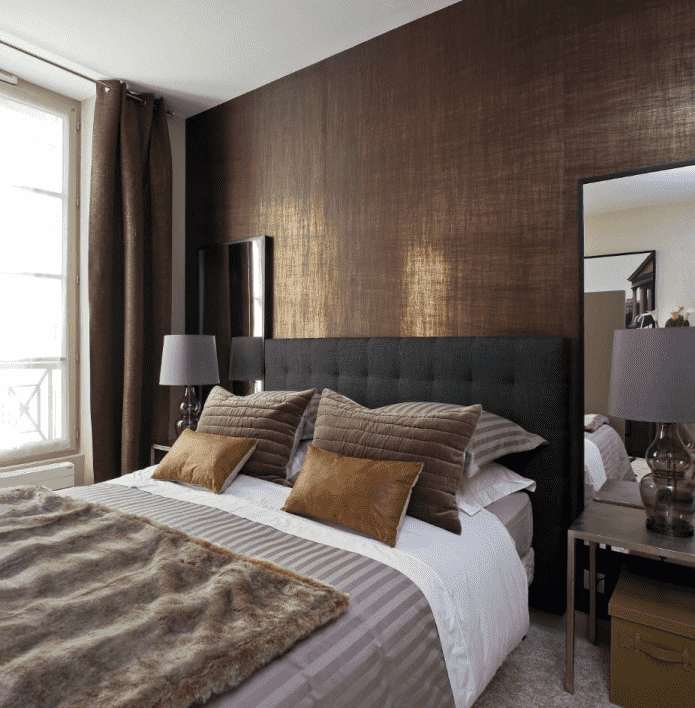 silk wallpaper in the interior of the bedroom silk wallpaper in the interior of the bedroom