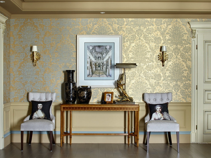 jacquard wallpaper in the interior jacquard wallpaper in the interior