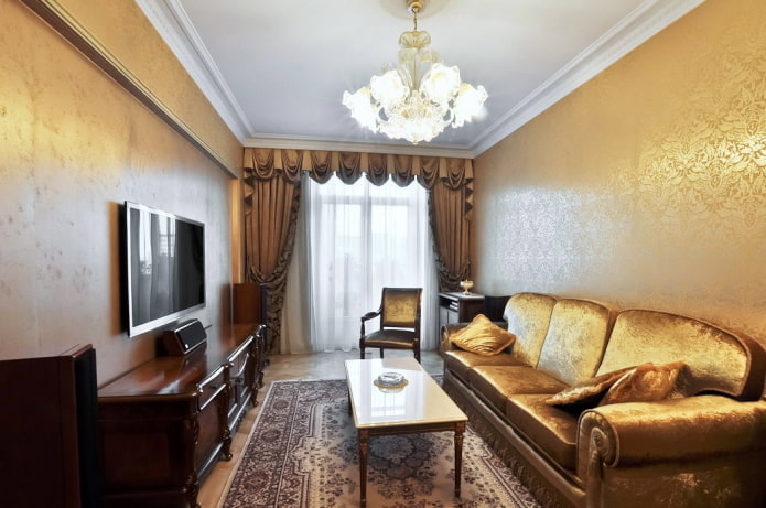 wallpaper with golden threads in the interior wallpaper with golden threads in the interior