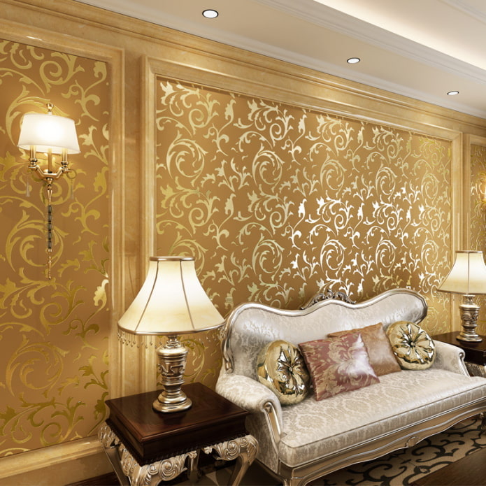 wallpaper with golden threads in the interior wallpaper with golden threads in the interior