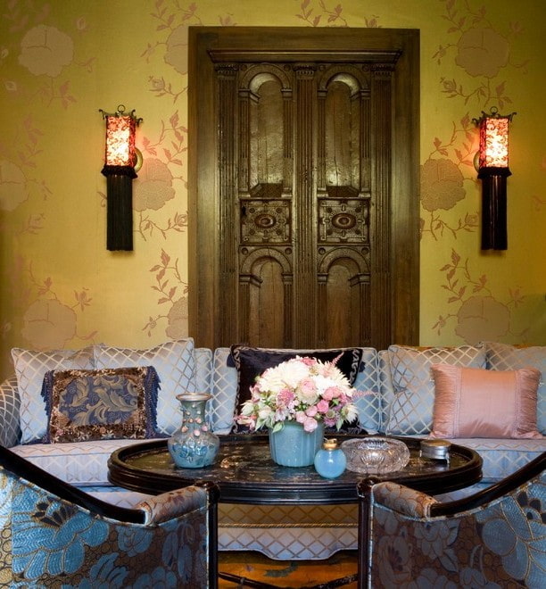 silk wallpaper with flowers in the interior silk wallpaper with flowers in the interior