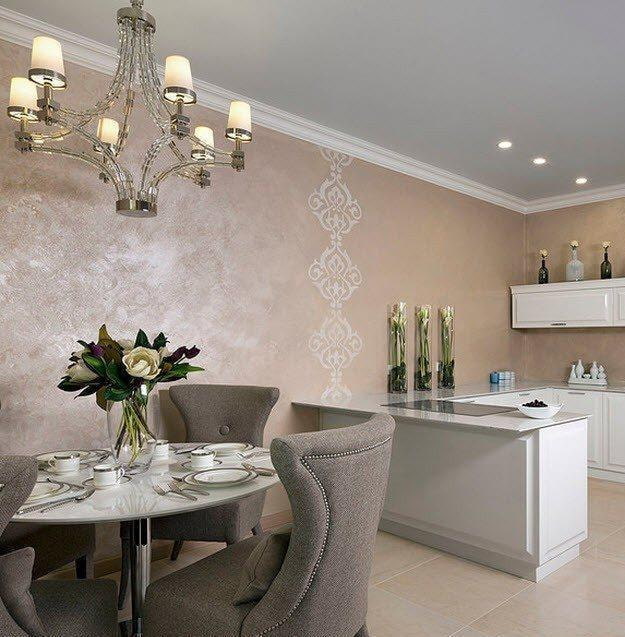 silk wallpaper in the interior of the kitchen silk wallpaper in the interior of the kitchen