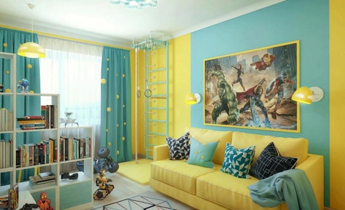 nursery in a turquoise yellow palette nursery in a turquoise yellow palette