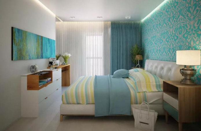 a light-colored floor covering that favorably emphasizes the turquoise ornament on the wall a light-colored floor covering that favorably emphasizes the turquoise ornament on the wall