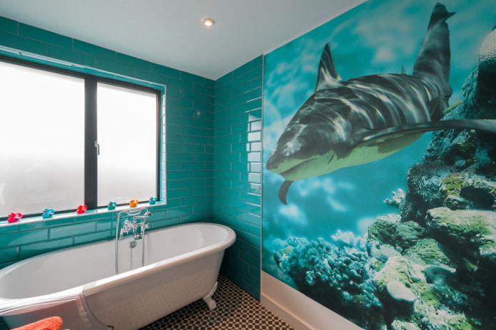 bathroom wall mural with shark print bathroom wall mural with shark print
