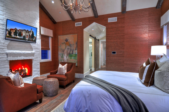 wallpaper and brick on the walls