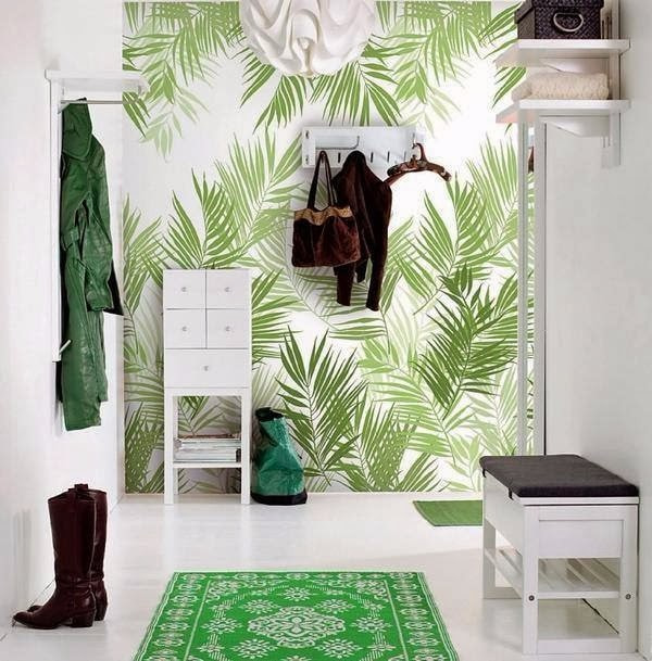 wallpaper light green in the hallway