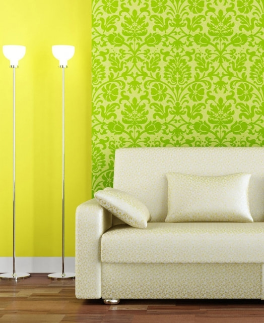 wallpaper with monograms in the interior